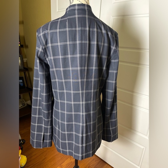 Banana Republic Blazer Windowpane Plaid Blue Size 12 NWT - Picture 2 of 6
